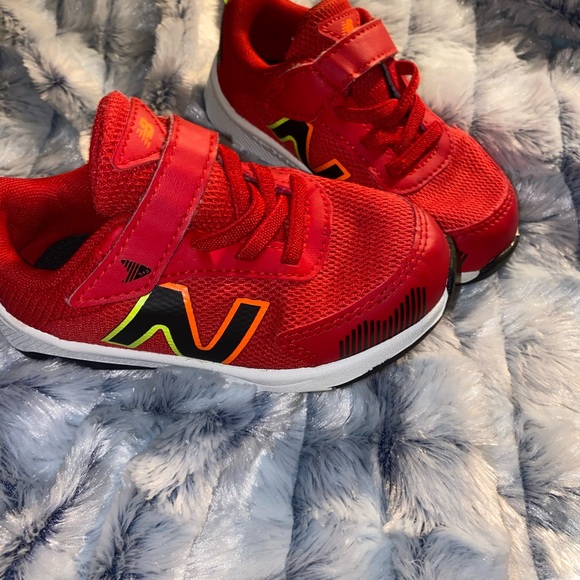 New Balance Other - New Balance Kids Red Sneakers with Black and Neon Accents